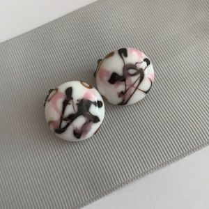 Vintage Japanese Glass Clip On Earrings Lampwork